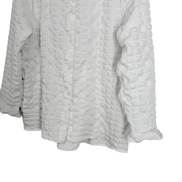 Shana Sz Medium White Wearable Art to Wear Long Sleeve Blouse Shirt Top Unique - Picture 5 of 9